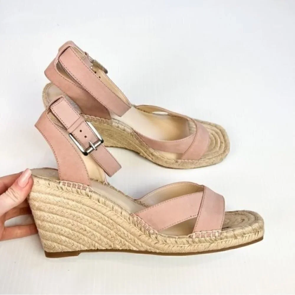 VINCE CAMUTO WOMENS MEEHAN TAN ESPADRILLE WEDGE SANDAL SIZE 10M